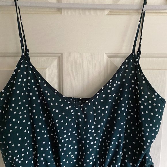 SHEIN VCAY 3X Plus Green Polka Dot Slip Dress - Picture 3 of 5